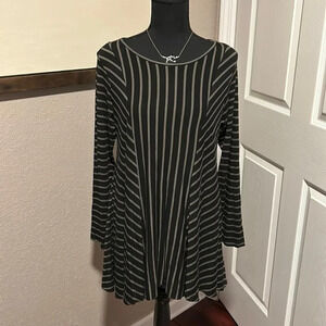 Black and Gray Striped Comfy USA Blouse